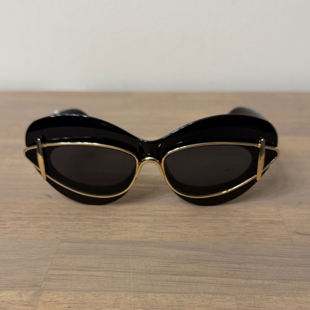 Anthropologie Black and Gold Cat-Eye Sunglasses